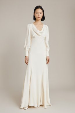 Ghost Anika Sleeve Cowl Neck Wedding Dress Cloud Dancer Ivory