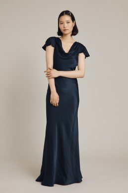 Ghost Ava Cowl Neck Bridesmaid Maxi Dress Navy Blue