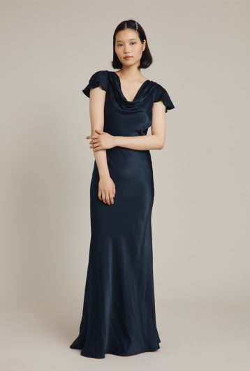 Ghost Ava Cowl Neck Bridesmaid Maxi Dress Navy Blue