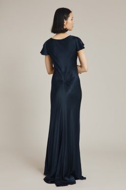 Ghost Ava Cowl Neck Bridesmaid Maxi Dress Navy Blue