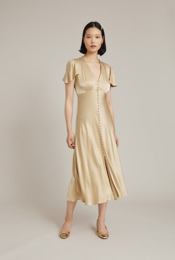 Ghost Grace Bridesmaid Midi Dress Champagne