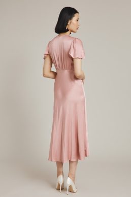 Ghost Grace Bridesmaid Midi Dress Rose Pink