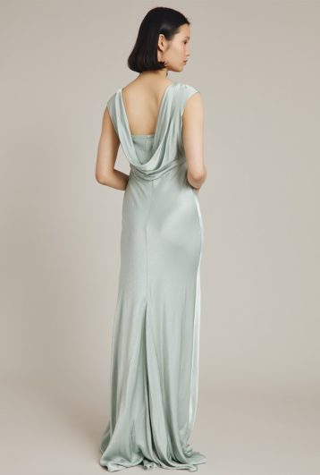 Ghost Salma/Olivia Satin Cowl Back Maxi Dress Dusty Green