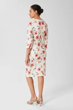 Hobbs Aleena Floral Shift Dress Cream Red Multi