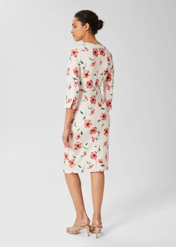 Hobbs Aleena Floral Shift Dress Cream Red Multi