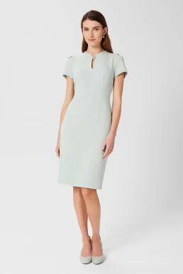 Hobbs Ana Shift Dress Sage Green