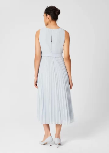 Hobbs Blythe Pleated Fit And Flare Dress Celeste Light Blue