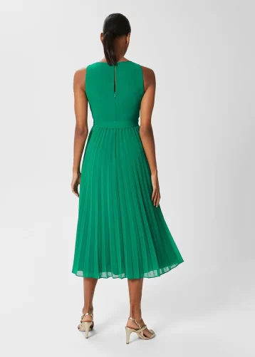 Hobbs Blythe Pleated Fit And Flare Dress Green