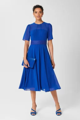 Hobbs Credissa Fit And Flare Dress Lapis Blue