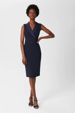 Hobbs Kara Tux Shift Dress Midnight Navy