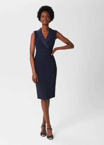 Hobbs Kara Tux Shift Dress Midnight Navy