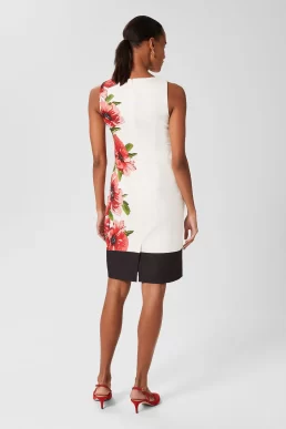 Hobbs Moira Floral Shift Dress Red White