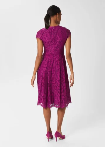 Hobbs ROSALEEN LACE Shift Dress Berry Purple Pink