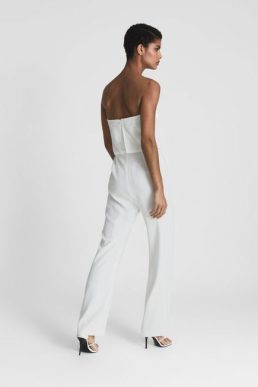 Reiss Janine Bandeau Wide Leg Jumpsuit White