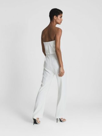 Reiss Janine Bandeau Wide Leg Jumpsuit White