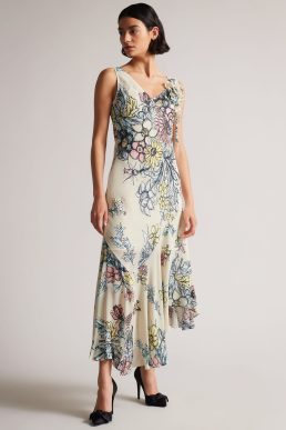 cadenza mib floral sheer dress natural multi