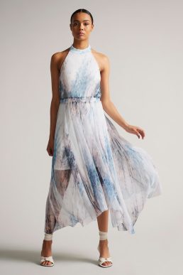 Ted Baker Imeliah Halter Dress Natural Blue Multi