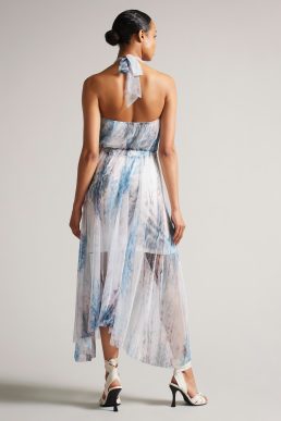 Ted Baker Imeliah Halter Dress Natural Blue Multi