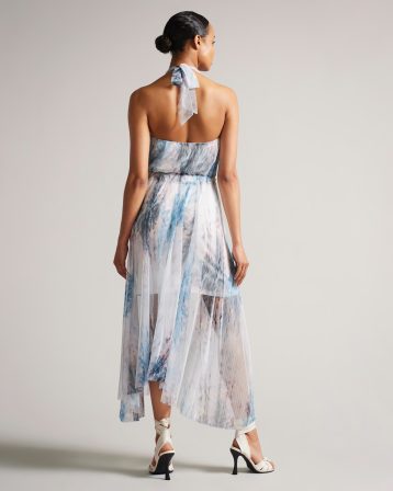 Ted Baker Imeliah Halter Dress Natural Blue Multi