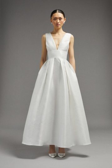 Coast Structured Deep V Full Maxi Dress​s Ivory