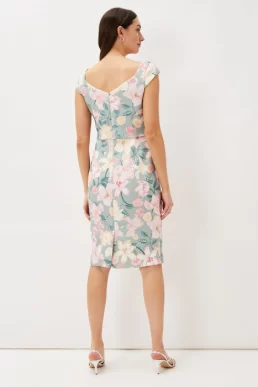 Phase Eight Jessia Printed Scuba Dress Sage Multi Pink