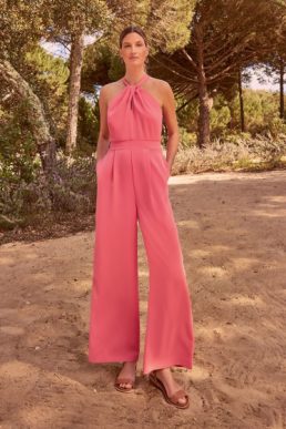 Phase Eight Mellany Halter Jumpsuit Watermelon Pink