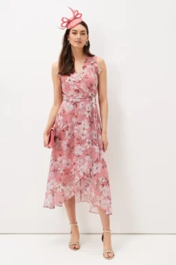 Phase Eight Rubith Floral Print Dress Multi Pink