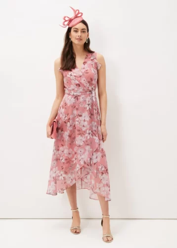 Phase Eight Rubith Floral Print Dress Multi Pink