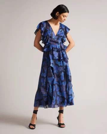 Ted Baker VERTEY Pinafore ruffle Dress Dark Navy