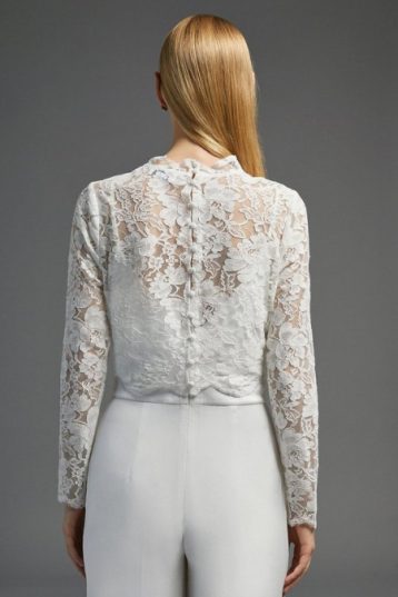 Coast High Neck Longsleeve Lace Top Ivory