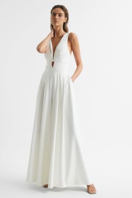 Reiss Kady Wide Leg Jumpsuit White