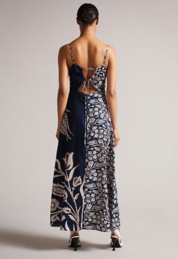 Ted Baker Lucyle Strappy V Neck Maxi Dress Dark Navy White