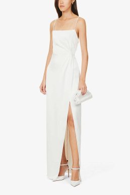 Jenny Yoo Lorena straight-neck satin maxi wedding dress Ivory
