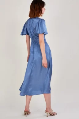 Monsoon Elizabeth embroidered jacquard dress blue multi