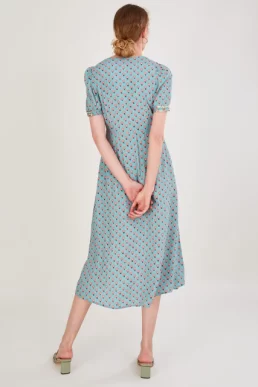 Monsoon Emery embellished print midi dress blue