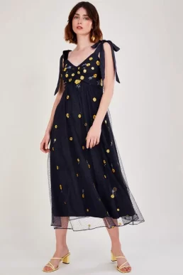 Marisa embroidered midi dress blue