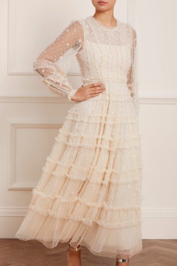Needle & Thread Violet Sleeve Ankle Gown, Champagne - Image 2