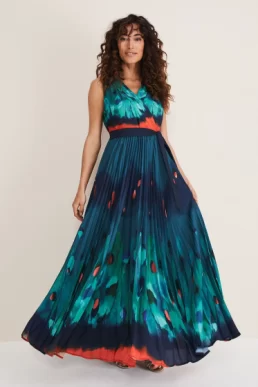 Phase Eight Adriana Print Maxi Dress Malachite Blue Multi
