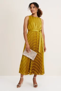 Phase Eight Beverley Jacquard Stripe Midaxi Dress Chartreuse Yellow