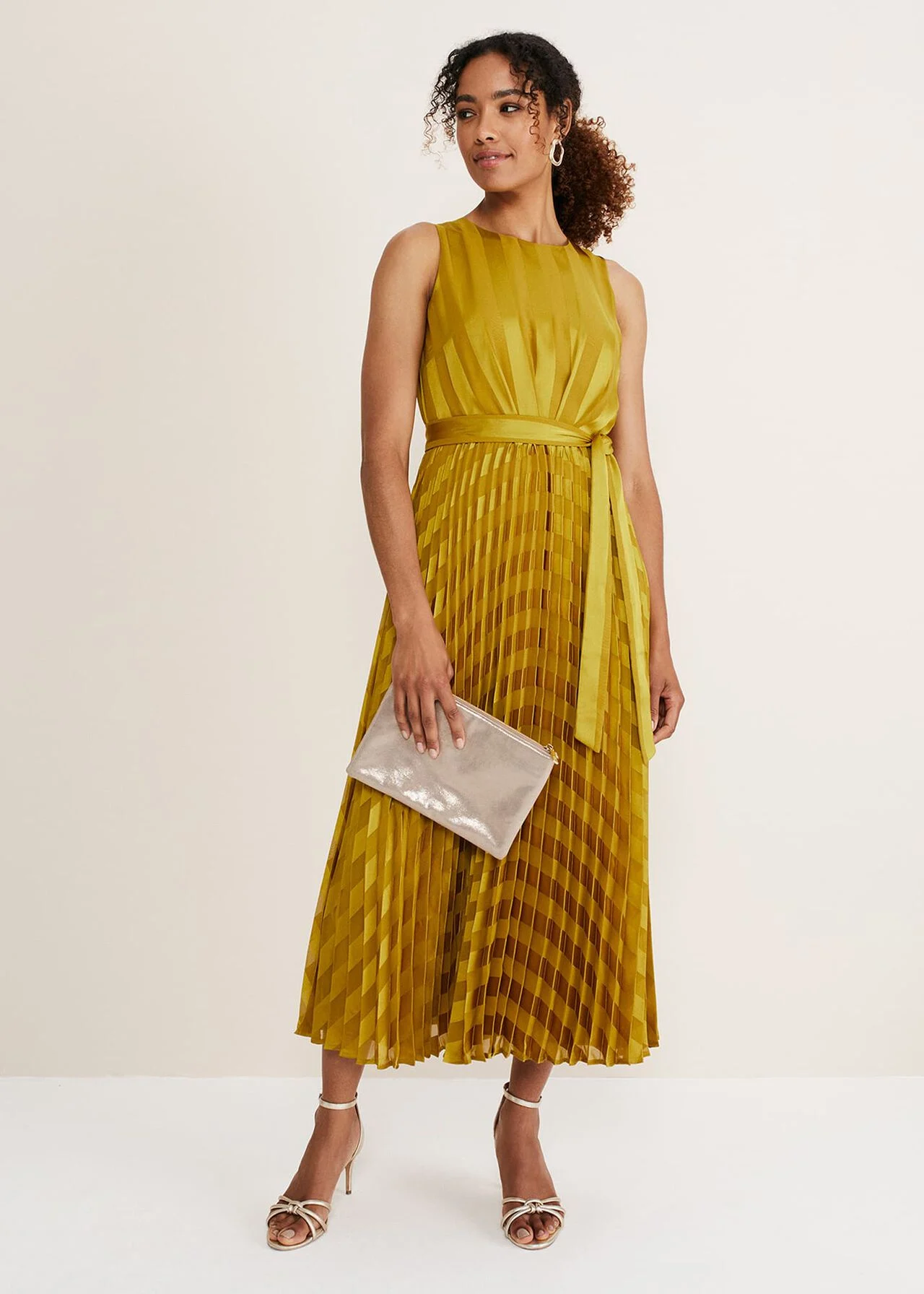 Phase Eight Beverley Stripe Midaxi Dress Chartreuse Yellow