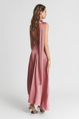 Reiss Delphine One Shoulder Asymmetric Maxi Dress Pink