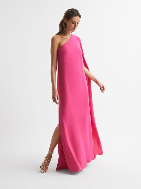DRESSES | REISS WOMENS Atelier Duchess Satin Cape Maxi Dress Black - DaVenus