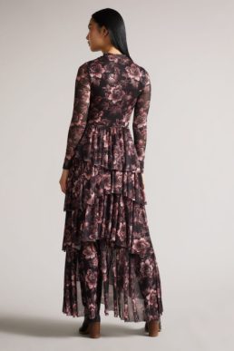 Ted Baker Janeti Fitted Bodice Dress with Asymmetric Skirt Purple