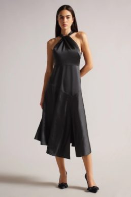 Ted Baker Renon Twist Neck Midi Dress Black