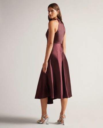 Ted Baker Renon Twist Neck Midi Dress Deep Purple