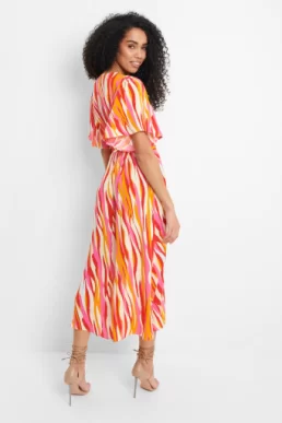 Threadbare Women's Red Tiger Print Dress Red Orange Multi