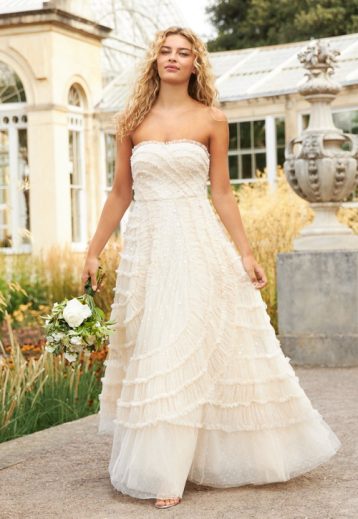 Needle & Thread Violet Shimmer Strapless Corset Gown, Champagne