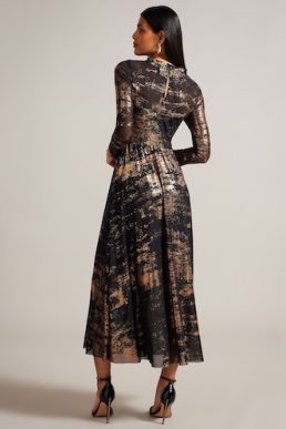 Ted Baker Iggiey Abstract Print Midaxi Dress Black Gold
