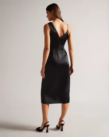 Ted Baker Odellia Asymmetric Waist Detail Slip Dress Black