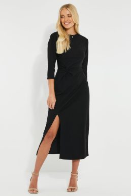 Threadbare Women's Black Side Split Jersey Dress
